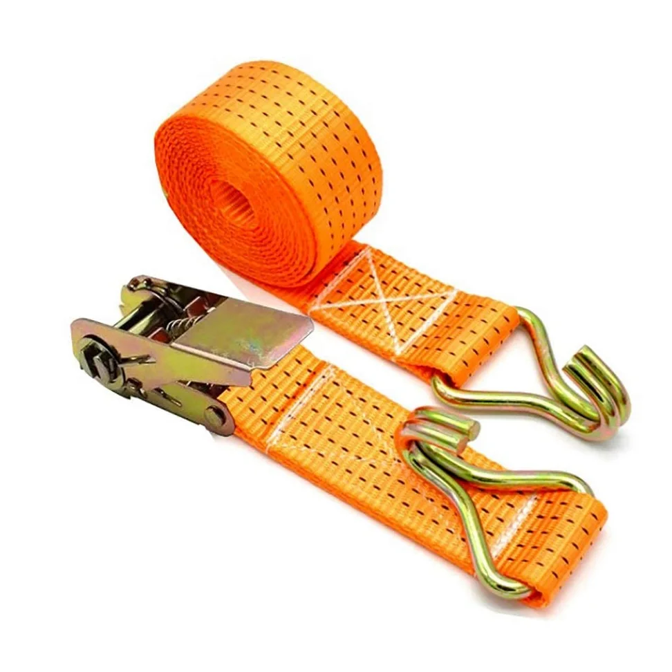AGAATI 4 Paquetes de Correas de trinquete con Ganchos Planos adecuados para la construcción de Granjas de Camiones Pesados para Camiones (Color: Naranja, tamaño: 25 mm x 7 m)