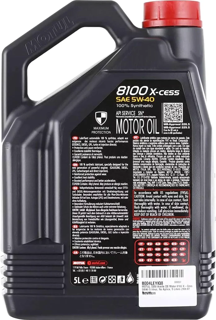 Motul 102870 - Aceite de motor 8100 X-cess (5W40, 5L)