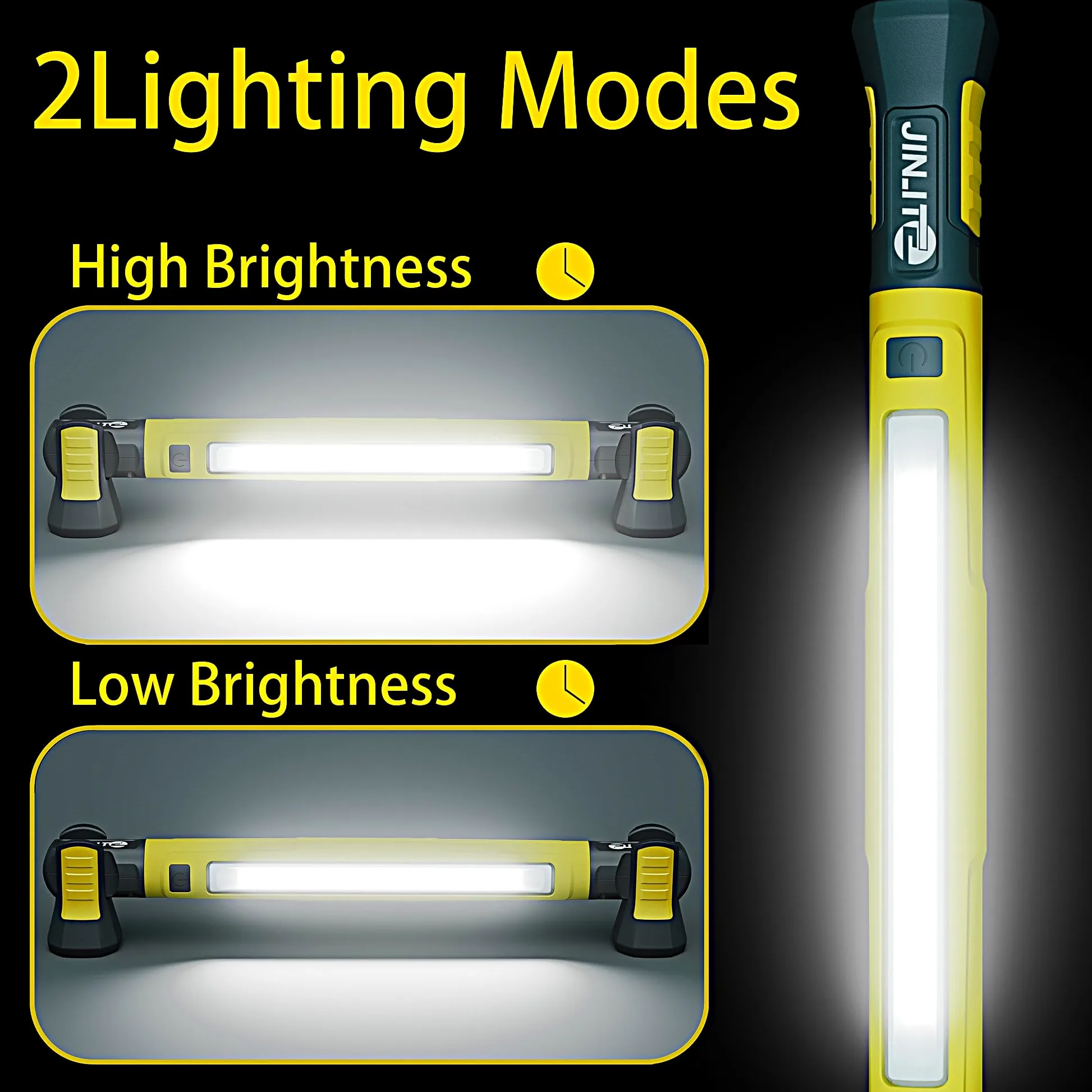 Luz de trabajo magnética – Barra de luz LED recargable de 3000 lm, 5200 mAh, luz mecánica debajo del capó para garaje, taller, inspección de vehículos (paquete de 1, amarillo)