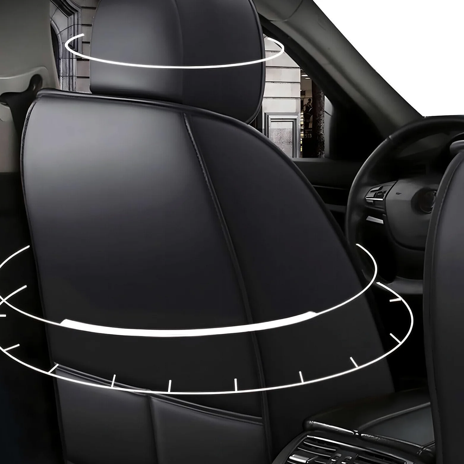 Fundas de asiento de coche de piel sintética impermeables para Volkswagen (2 unidades), color negro
