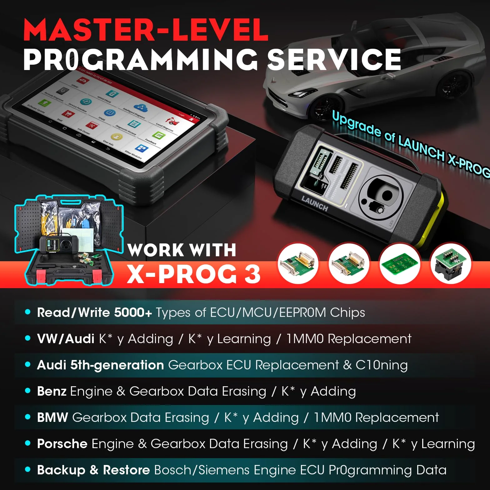 LAUNCH X431 IMMO Elite Key Herramienta de Programación, X431 Escáner con Programador PROG3, Bidireccional, Programación de Llaves, IMMO ECU Clone, 39+ Servicios, Prueba Activa (X431 IMMO Elite)
