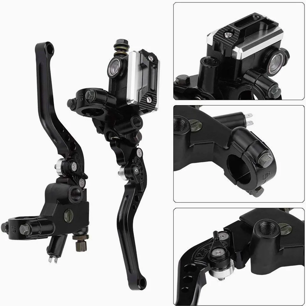 7/8 "22 mm Universal Motocicleta Embrague de freno Cilindro maestro Palancas de depósito Conjunto de depósito de fluido （1 par）