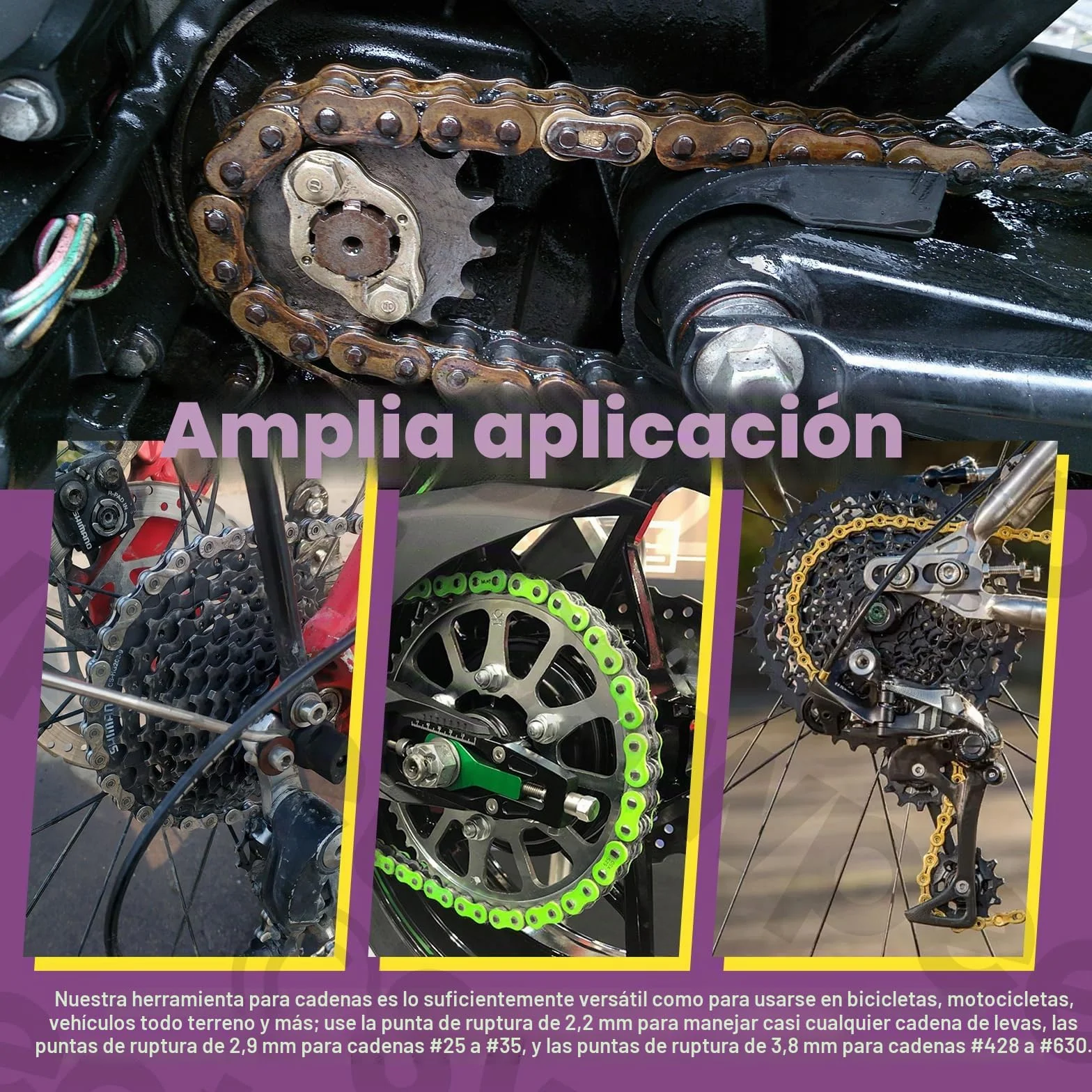 Swpeet Kit Surtido de 13 Piezas Cortacadenas para Motocicleta con Estuche de Transporte, Cortador de Cadena y Remachadora Herramienta de Extracción de Cadena para Motocicleta, Bicicleta, ATV
