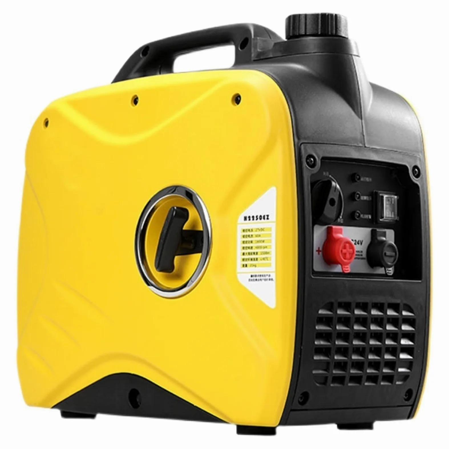 Aire acondicionado de estacionamiento de 24 V, generador automático de gasolina, arranque remoto, vehículo de carga de CC, silencioso, pequeño diésel Para bricolaje(Yellow)