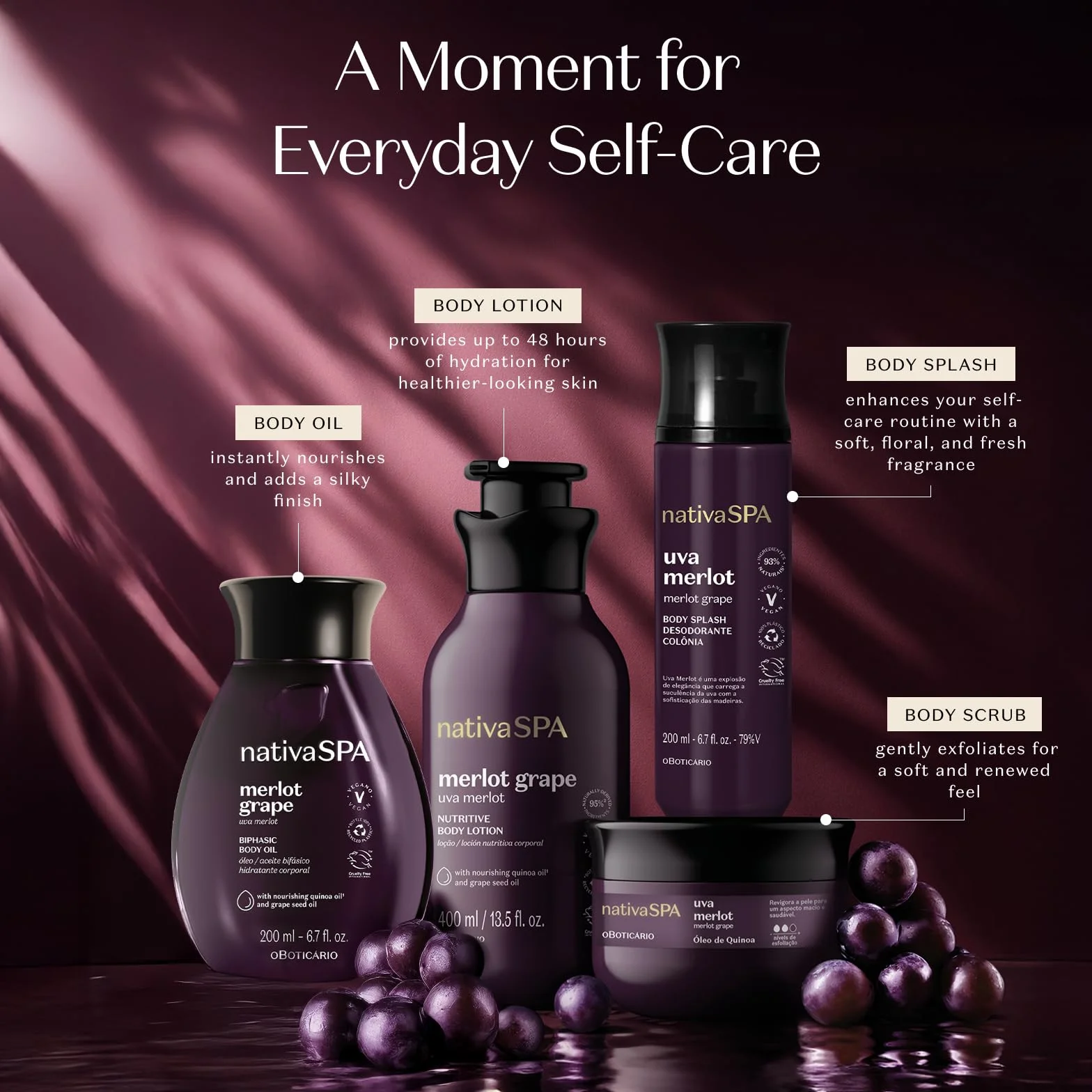 O Boticário Nativa SPA Exfoliante Corporal Uva Merlot 180g