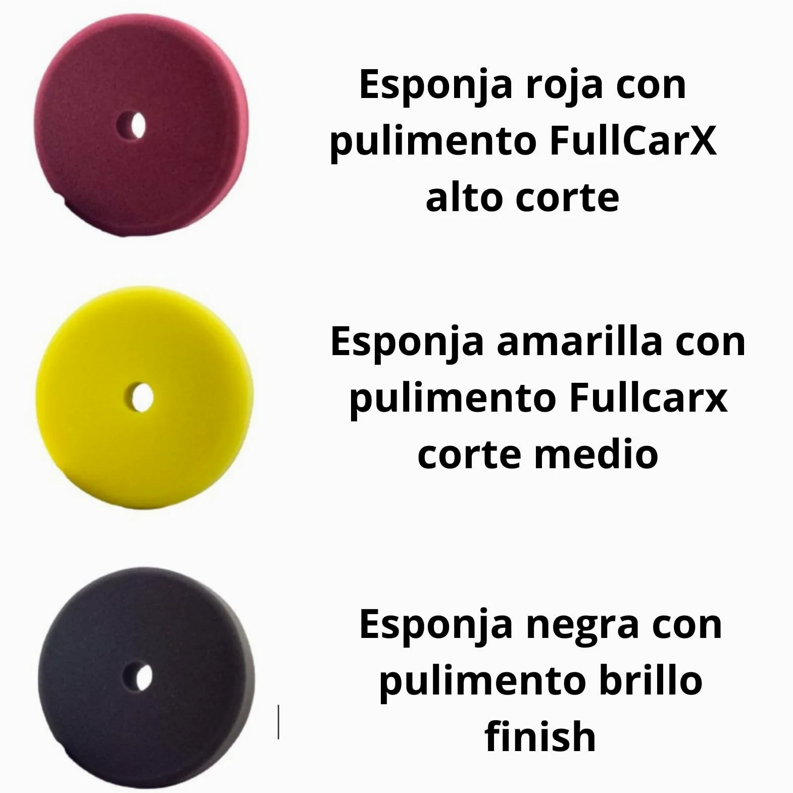 AutoFullCar - Kit Pulido Coche - 3 Pulimentos FullCarX + 3 Boinas De Pulido - Diferentes Acadados - Alto Corte, Corte Medio Y Acabado Brillo - Formato 500 ml. Unidad
