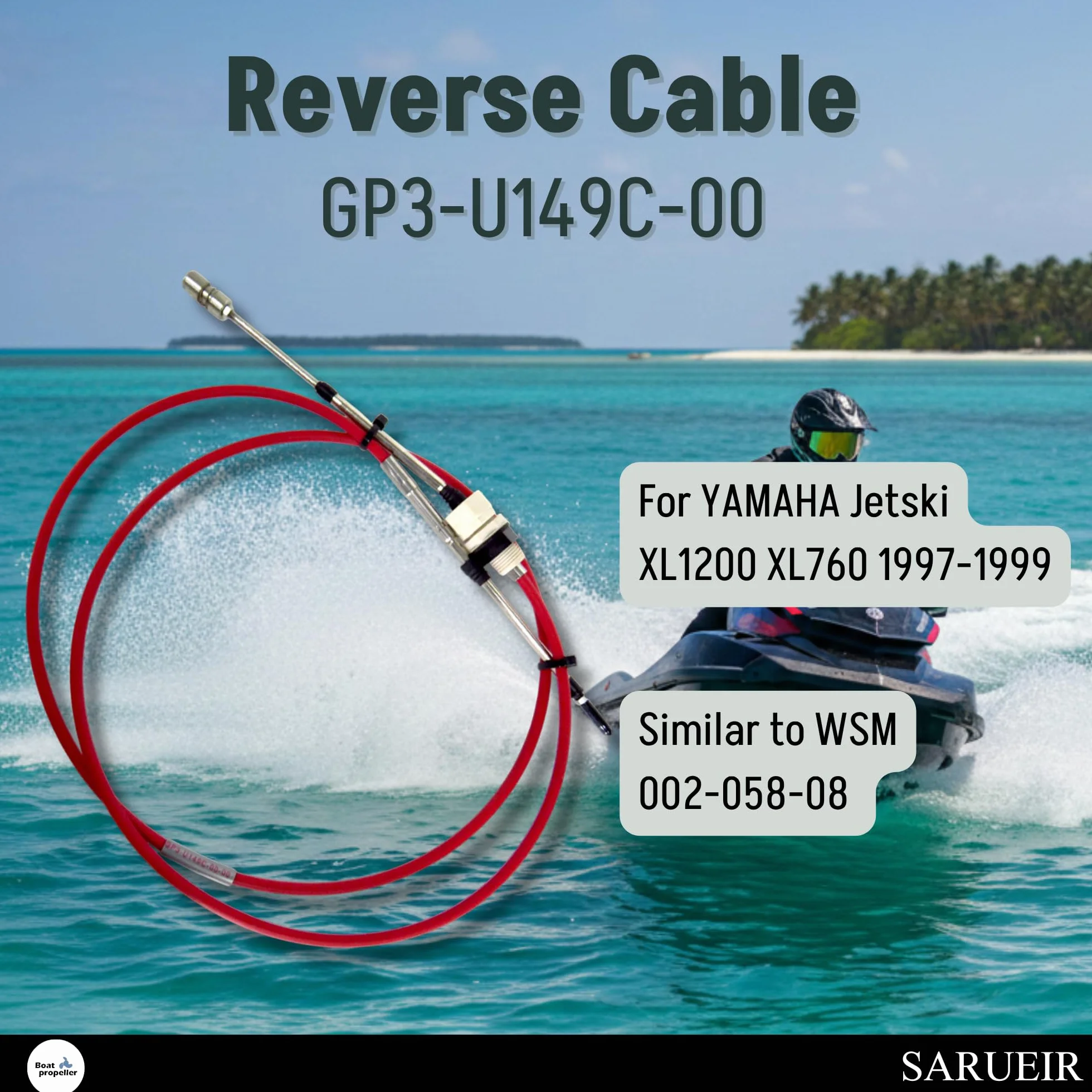 GP3-U149C-00-00 GP3-U149C-01-00 - Cable inverso de repuesto para Yamaha XL 760 1200 Wave Venture PWC Jetski 1997-1999