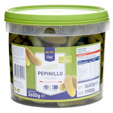Pepinillos en Vinagre Chef – Crujientes y Sabrosos para Aperitivos, 1900g (3800g)