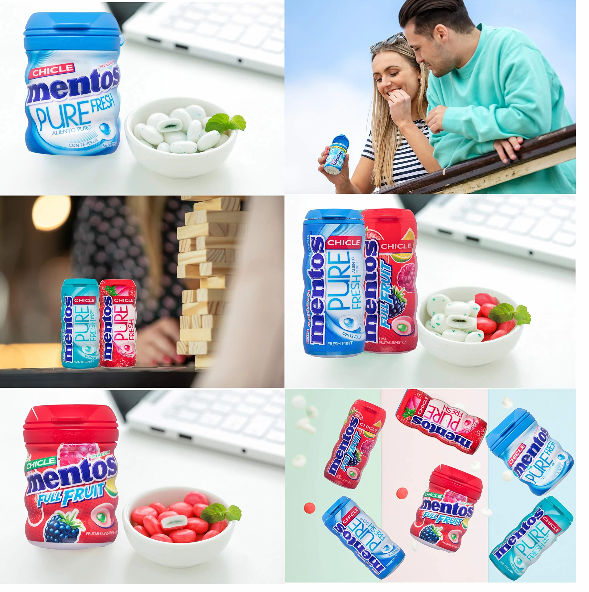 Mentos Chicle Menta Verde Sin Azúcar Sabor Wintergreen 30g Paquete de 10