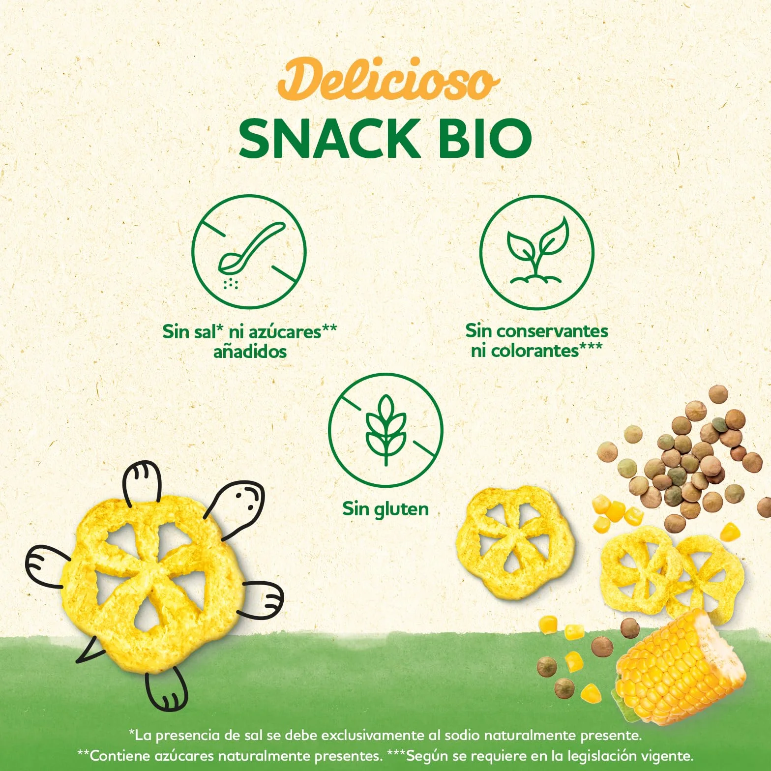 Blédina Snacks BIO Bolsas Lentejas y Maíz Sin Gluten Pack 8x20g