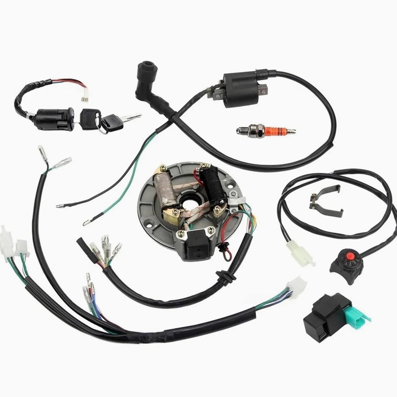 para Motos De Cross 50 70 110 125 Y 140 CC con Motor 4 Tiempos Bobina Encendido CDI A7TC Bujía Interruptor Apagado Arnés Cables Kit Magneto Bobina para Motores