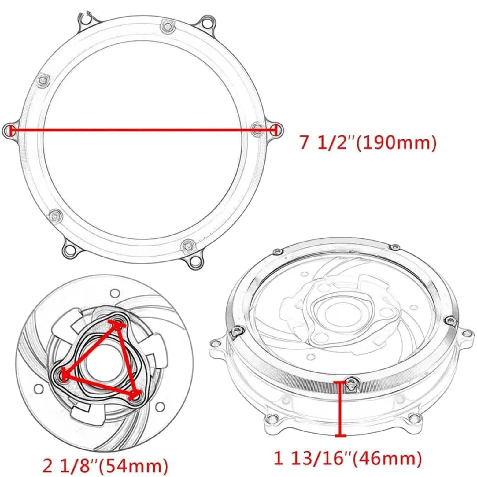Estuche Protector Protector De Retén Muelle para Tapa Embrague, Motor Competición, para Ducati para Panigale V4 2018-2023, Kit Placa Presión(Nero)