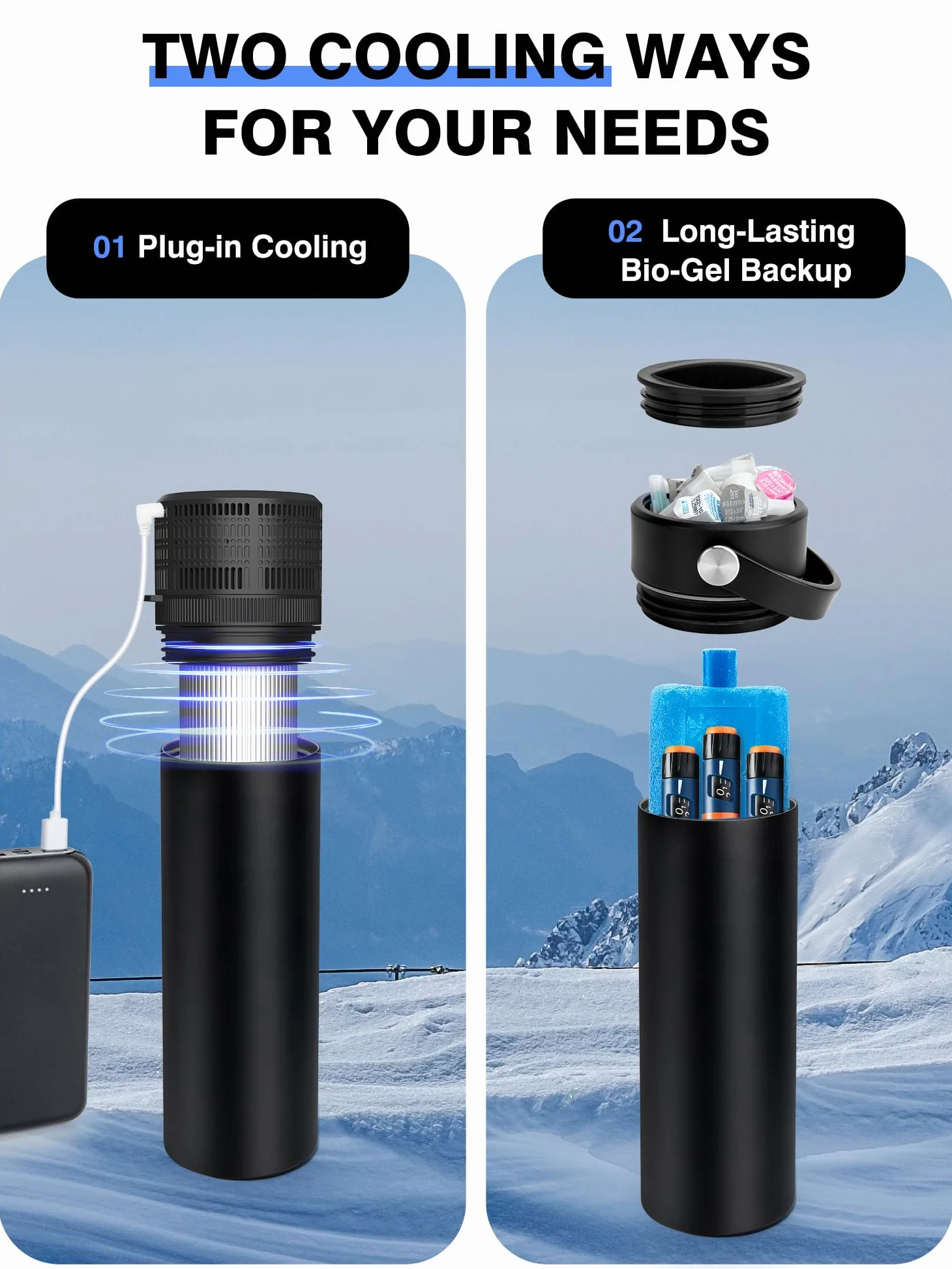 SUNMON Estuche Refrigerador para Insulina, Nevera Medicamentos Portatil Aprobado por la TSA, Enfriador Eléctrico de Insulina con USB, Nevera Insulina Viaje con Temperatura Ajustable (Pantalla °C/°F)