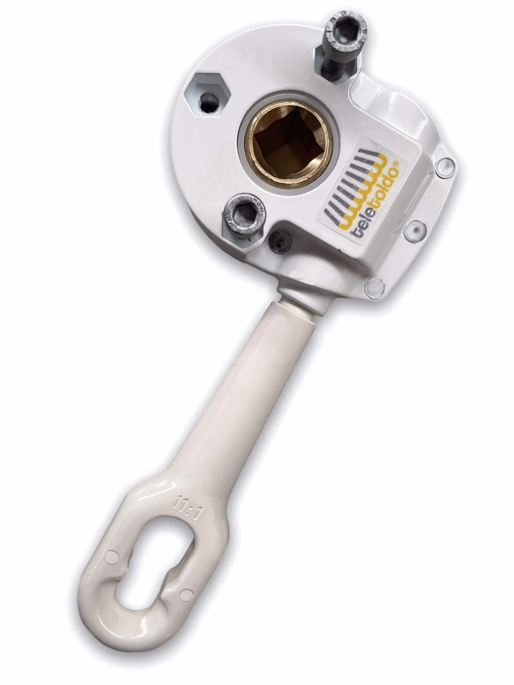 Máquina Elevadora Profesional para Toldos color blanco ● Incluye Kit Tornillos ● Alta Resistencia – Acabado Premium