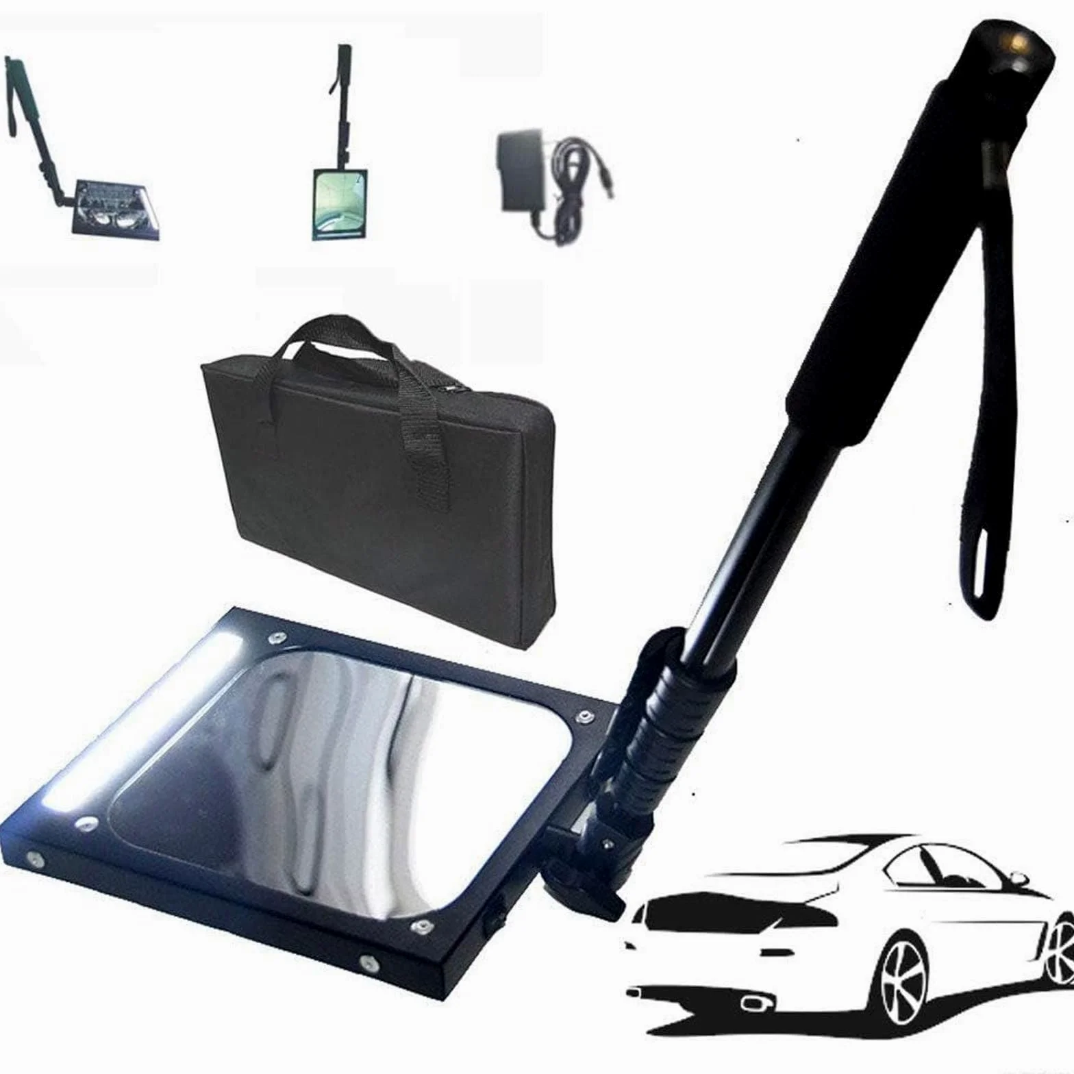 2 Piezas Home Care Espejo De InspeccióN TelescóPico,Espejo De InspeccióN Bajo El VehíCulo,Espejo De Seguridad con Luz Led,Longitud De Ajuste 38.5-120 Cm-para CamióN,sobre Estantes,1Pcs