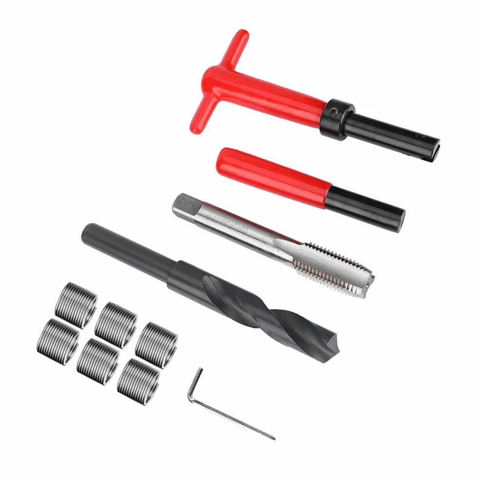 Kit de Reparación de Roscas, M16x2 Acero Inoxidable Taladro Retorcido Llave de Rosca Herramienta de Inserción Roscada Kit de Inserción de Rosca Helicoidal Para Reparación de Roscas
