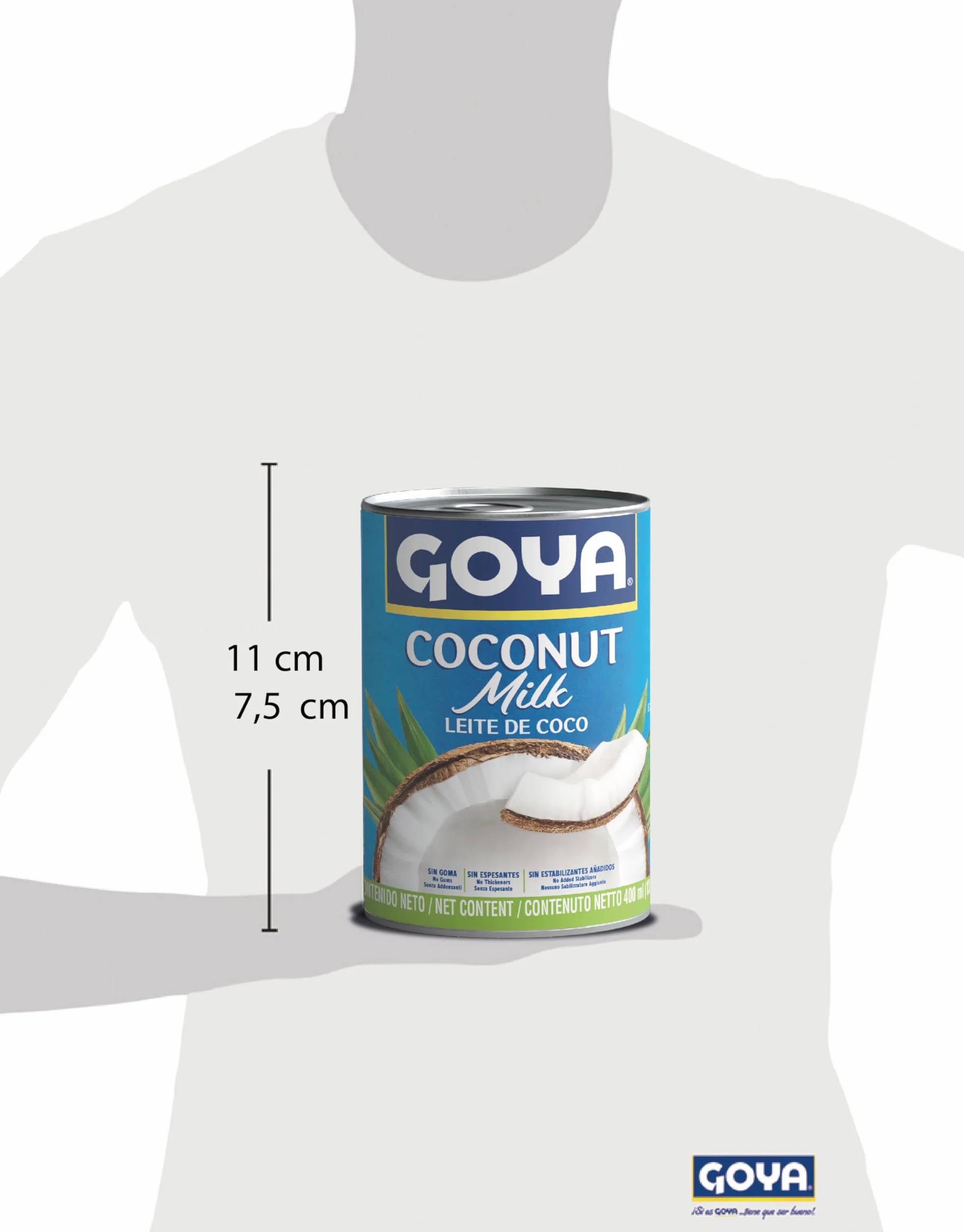 Goya Leche de Coco 400ml, Sin Azúcar Añadida, Sin Aditivos