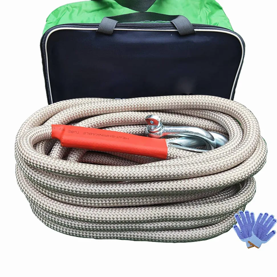 Correa De Cuerda De Remolque con Grillete De Arco De 3/4 Y Bolsa De Almacenamiento 12T (26,400Lbs) Correa De Cabrestante De Recuperación Offroad De Nylon De Alta Resistencia para SUV ATV UT