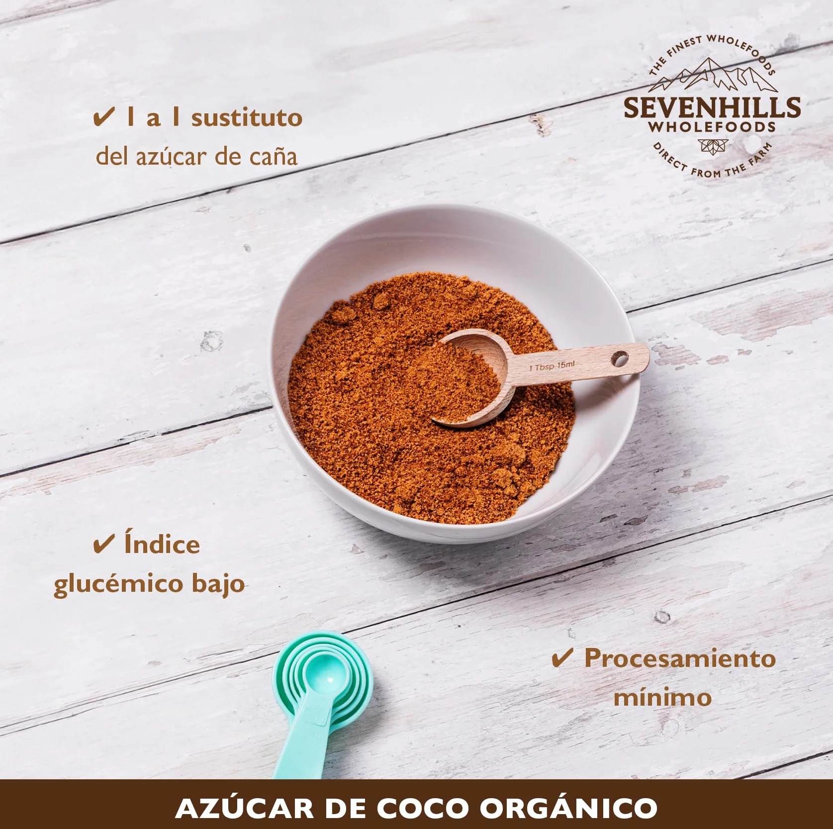 Azúcar de Coco Orgánico 1.8 kg de Sevenhills Wholefoods Bajo Índice Glucémico para Repostería