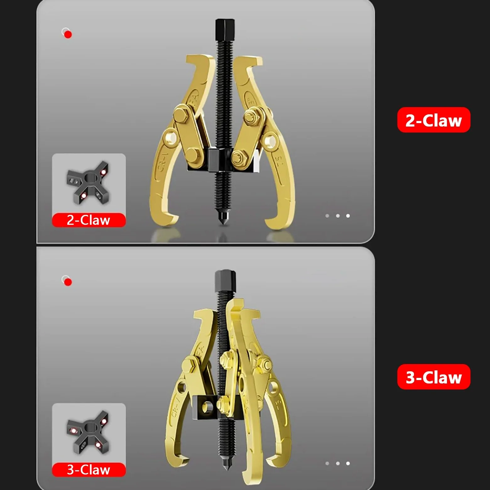 Extractor Industrial de Engranajes Pequeños, Herramienta Separadora de Rodamientos de 2/3 Mordazas, para Uso Horizontal y Vertical, para Desmontar Poleas y Ruedas | 10in