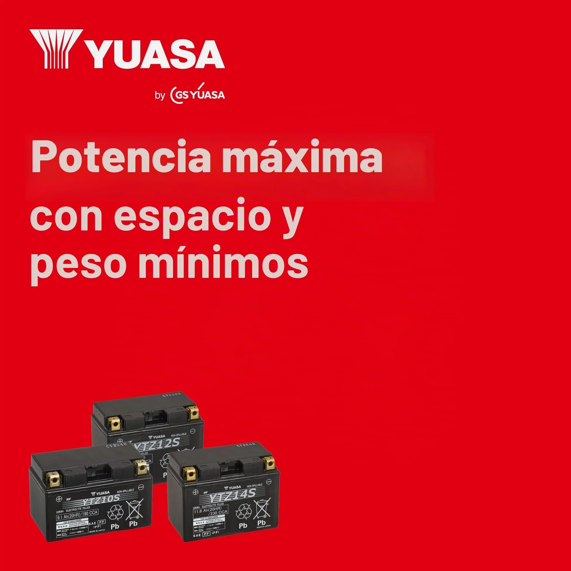 Yuasa YTZ8V 12V 120 CCA Batería de moto AGM VRLA de alto rendimiento y libre de mantenimiento