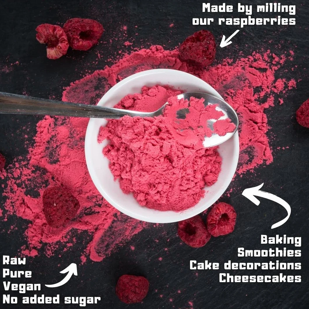 Frambuesas Liofilizadas en Polvo Fruta Deshidratada Pura Sin Azucar Raspberry Powder Raw (100g)