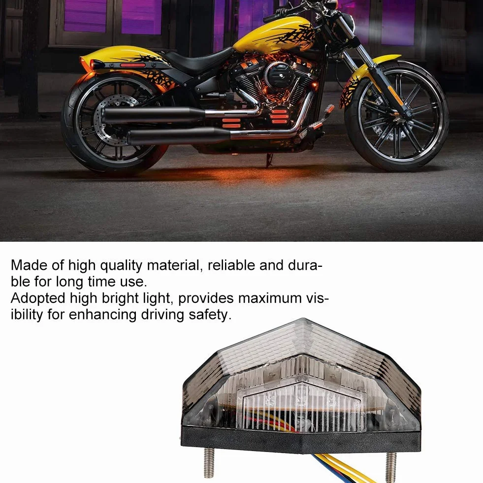 Yctze Lámpara de cola LED modificada para motocicleta, luz de advertencia de luz trasera Luz trasera con señal de freno