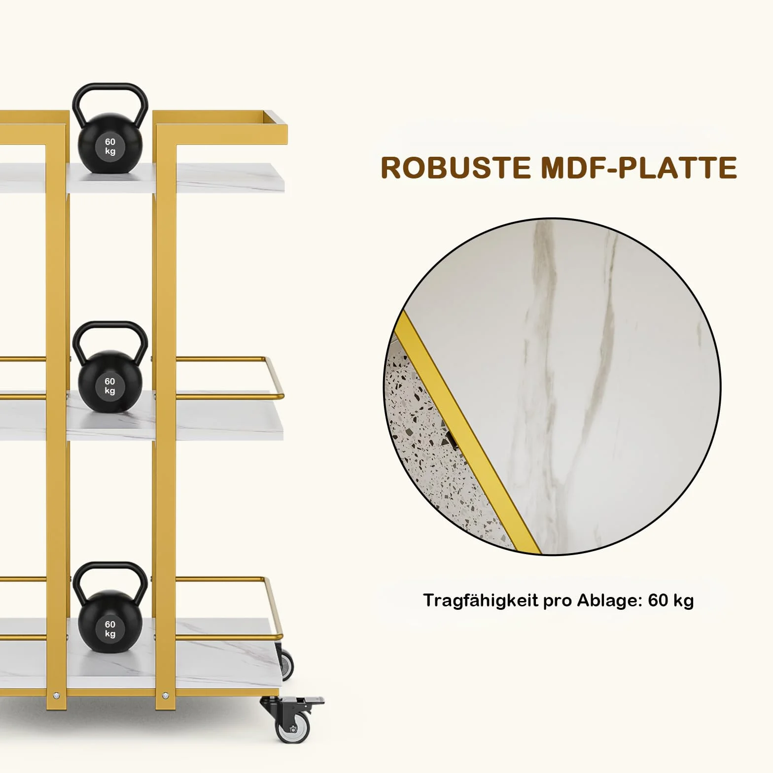 Icoget Carro de esteticista con ruedas, carrito de 3 niveles para salón y belleza