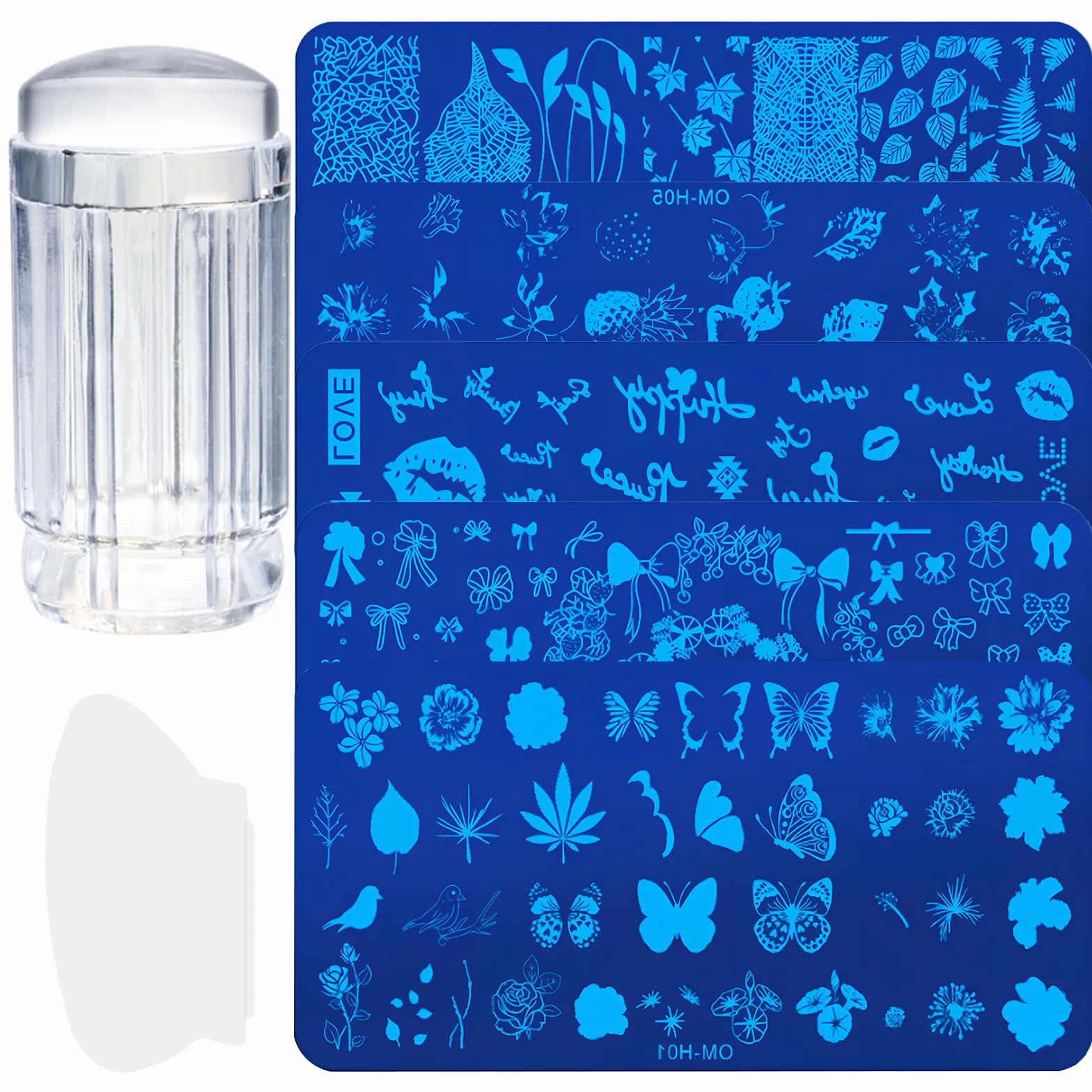 Nail Art Stamping Plates Set 7 Piezas Placas Estampacion Uñas Kit Estampador