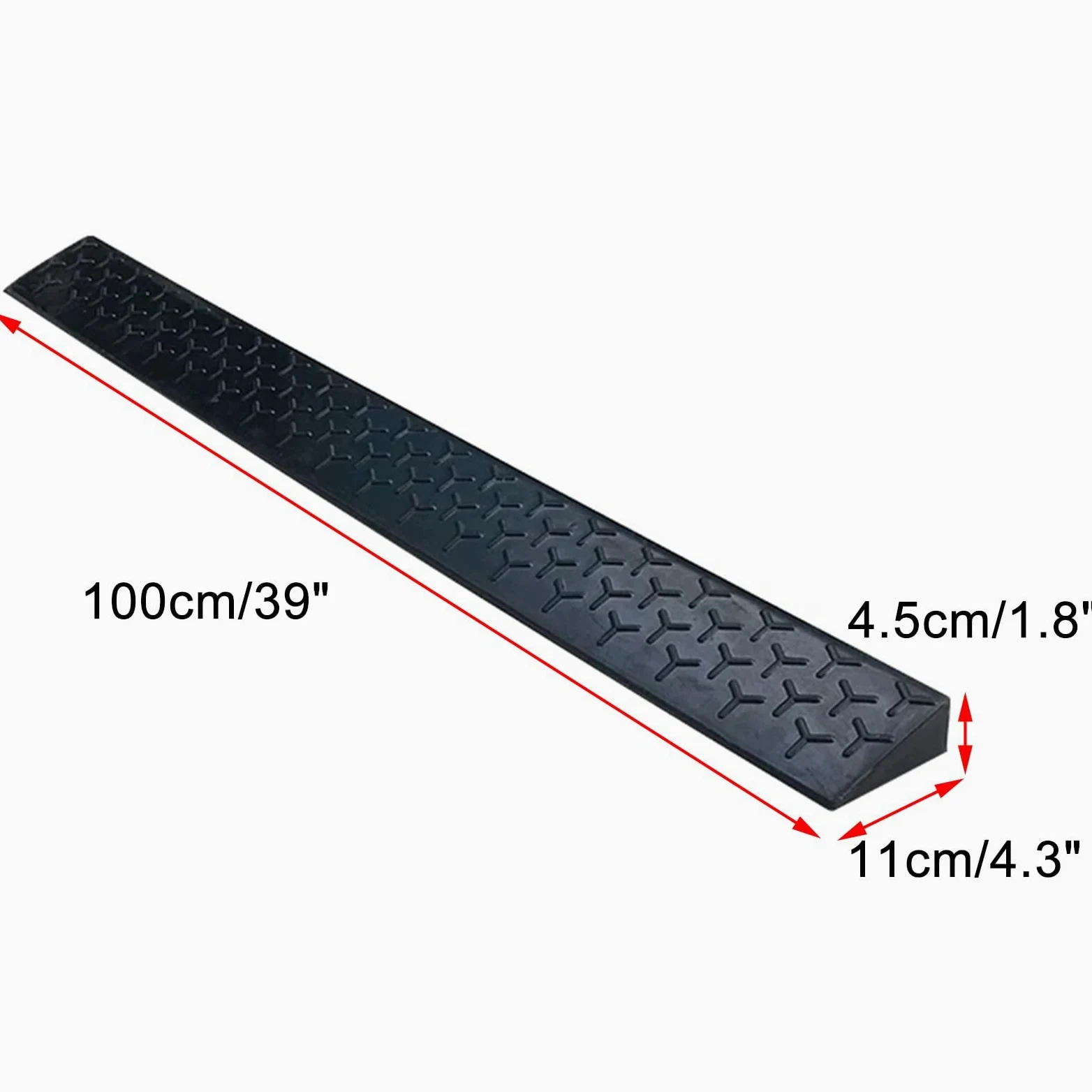 Goma Rampas para Coches, Rampa Escalon Antideslizante, Capacidad de 1000 kg, para Garajes Aceras Coches Patinetes y Bicicletas(100x11x4.5cm/39x4.3x1.8in)