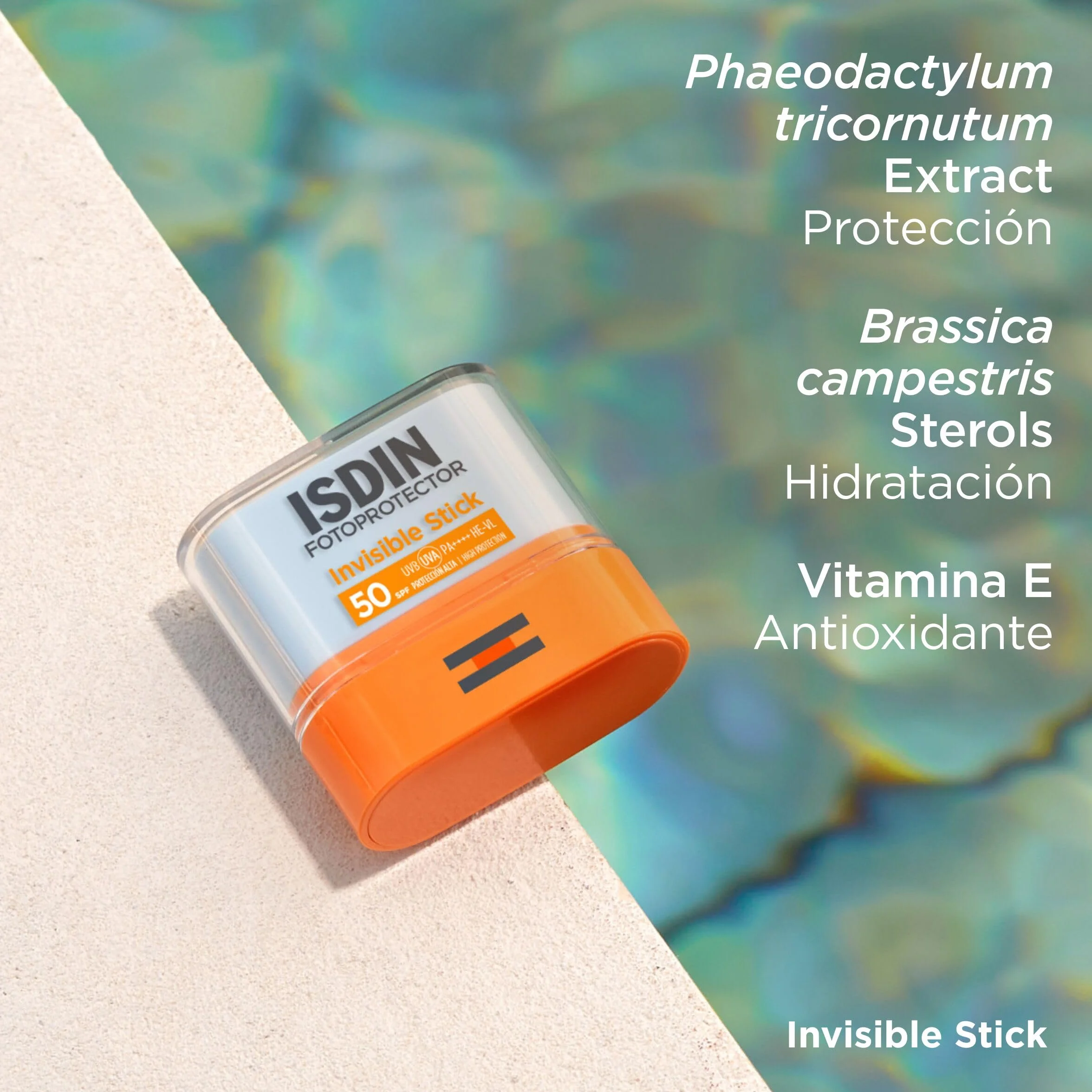 ISDIN Fotoprotector Invisible Stick SPF 50 Protector Solar Resistente Al Agua, No Pegajoso 10 g