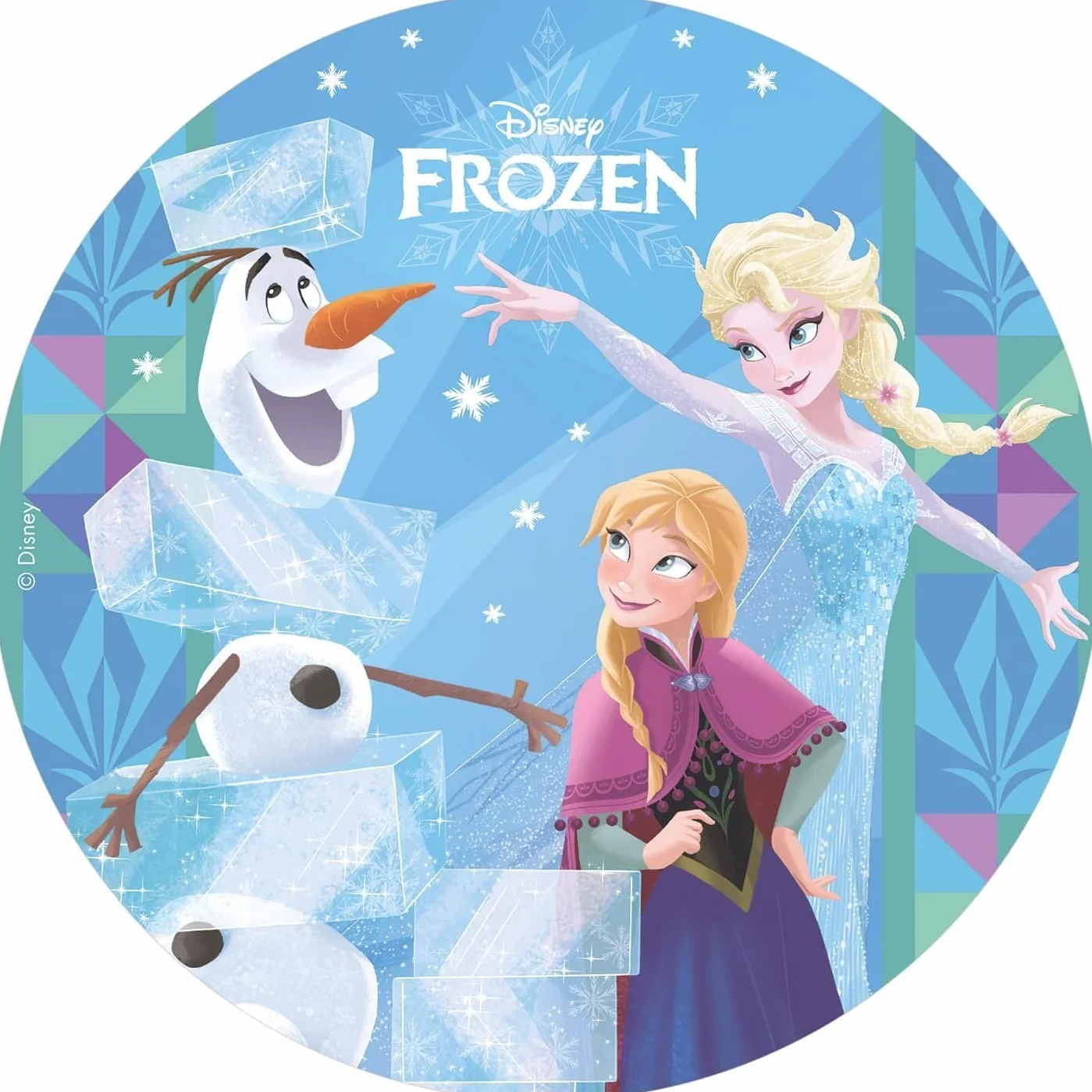 Disney Frozen Elsa Ana Olaf Oblea Comestible Para Tarta Redonda 20cm