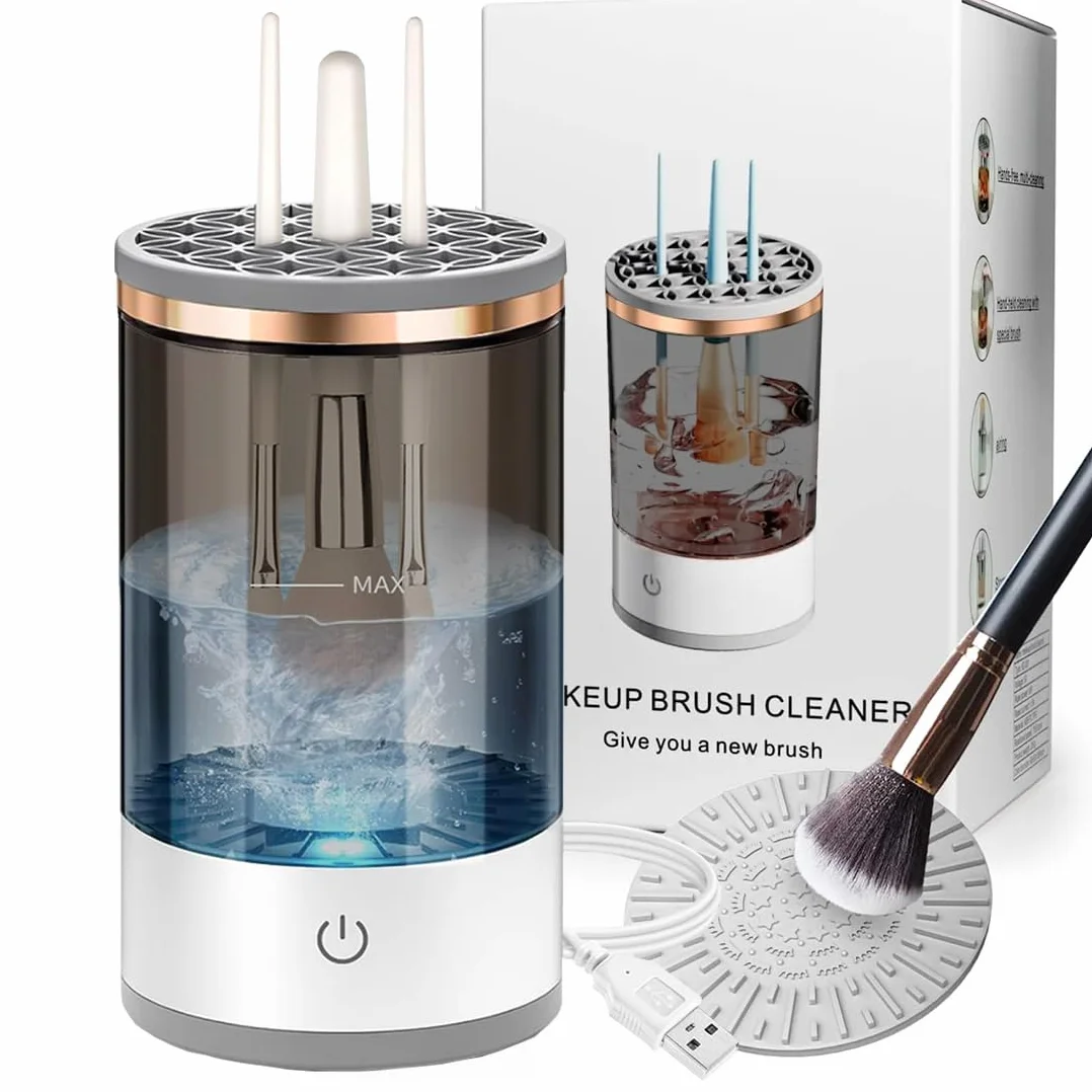 Limpiador de Brochas de Maquillaje Eléctrico 3 en 1 – Limpia y Seca en 30s USB Automático