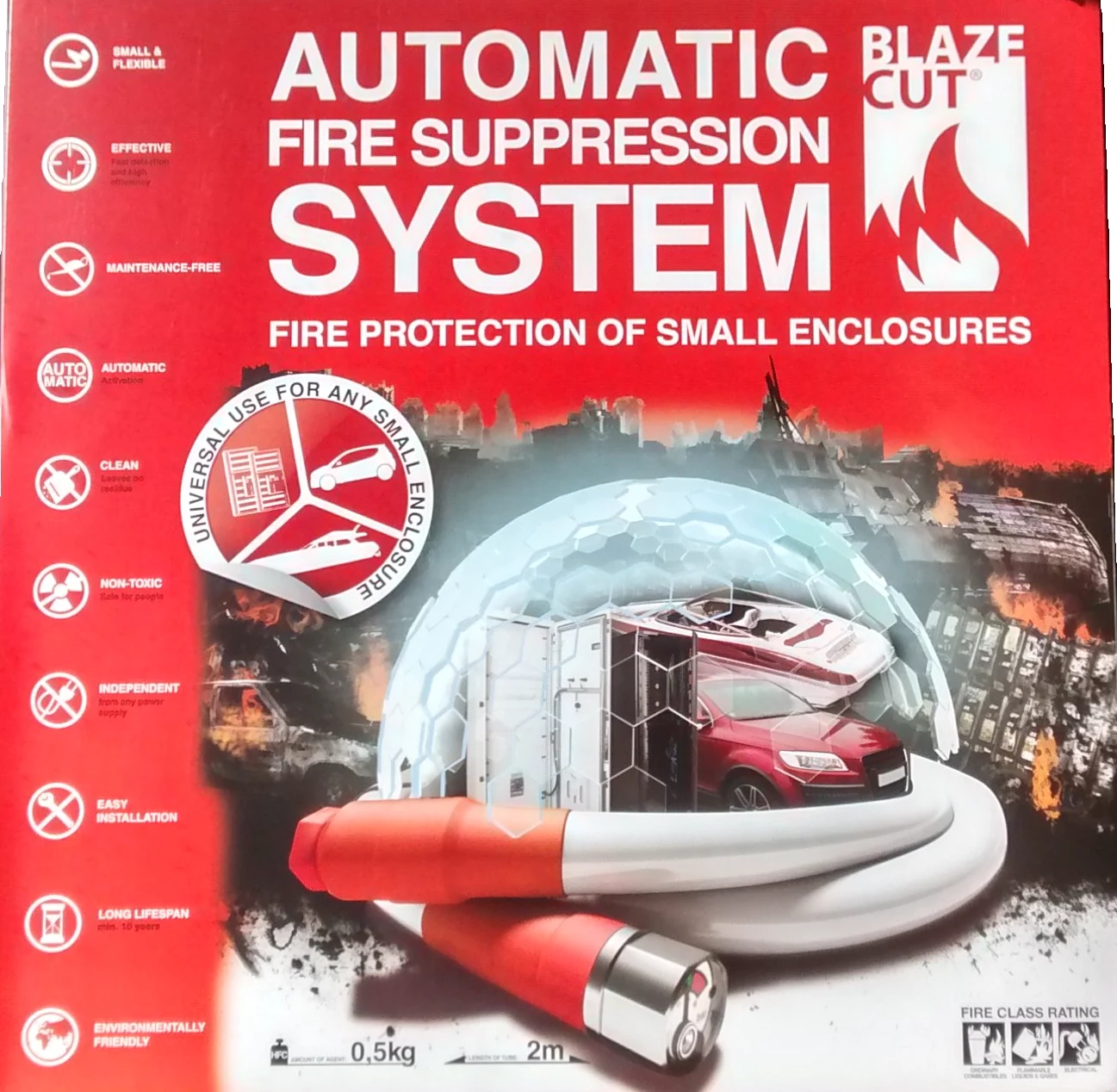 sistema de extinción de incendios automático 6 'tv200fa, Automotive extintor
