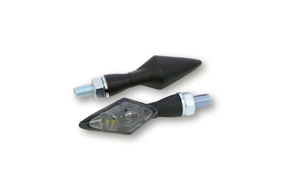 Highsider 203-284 LED-Blinker/Positionsleuchte PEN HEAD DOUBLE, schwarzes Metallgehäuse, getöntes Glas, Paar, E-geprüft.