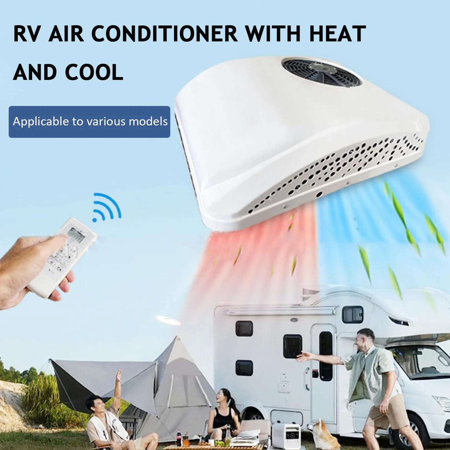 Aire Acondicionado Eléctrico de Techo 8500 BTU 12V 24V 48V 220V 115V CC para RV Autocaravana