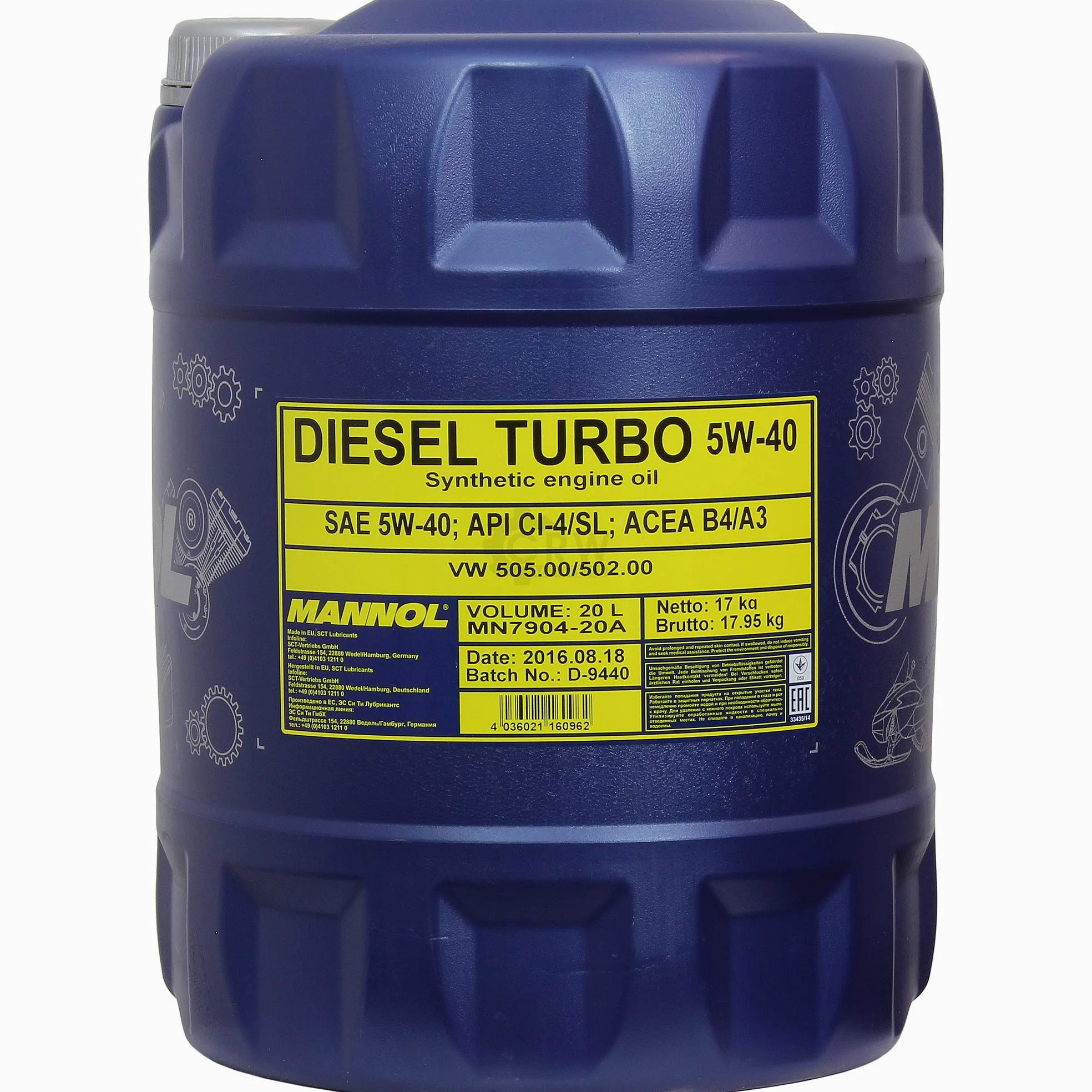 Aceite de motor Mannol Diesel Turbo 5W-40 4 x Motor Doctor Aditivo (20 L)