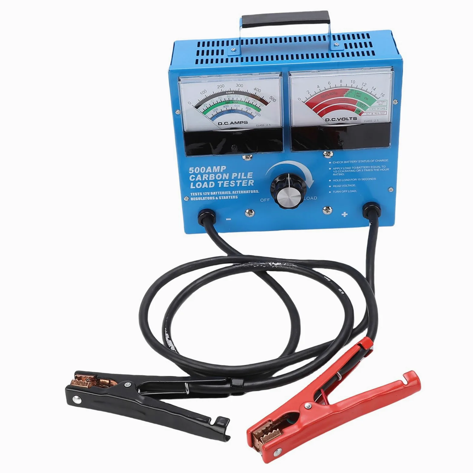 Keenso Comprobador de Carga de Baterías de 500 Amperios — Tester Digital Automotriz con Gran Indicador y Capacidad de 1000 CCA, Ideal para el Mantenimiento de Baterías de Automóviles,