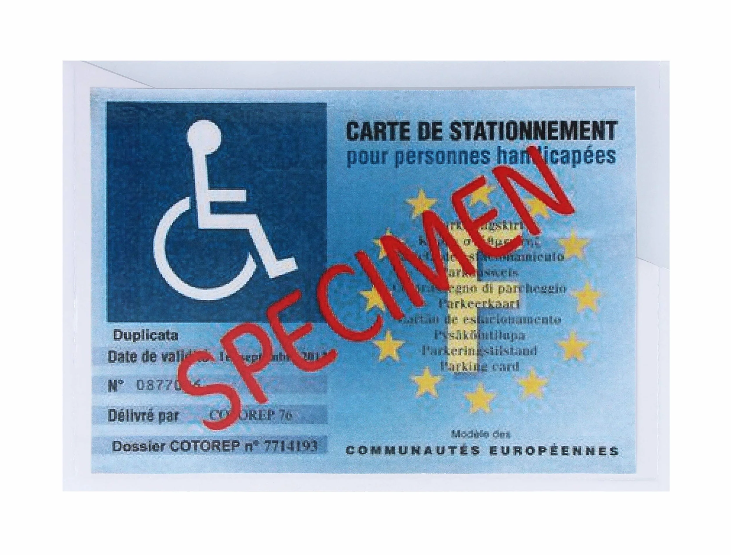 Soporte adhesivo para tarjeta de aparcamiento discapacitado, soporte para parabrisas, fabricación francesa