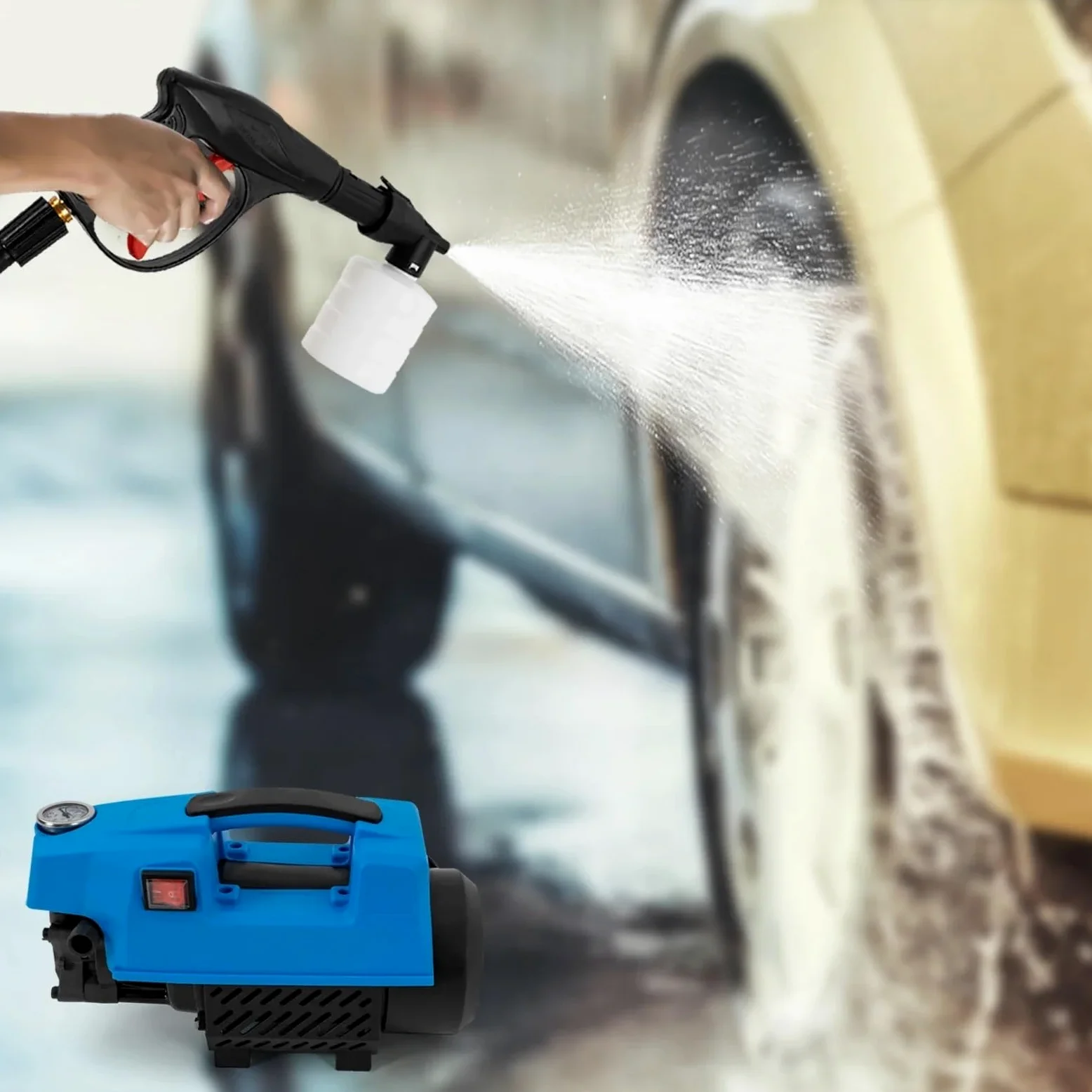 válvula limpiaparabrisas Bomba de hidrolavadora, motor de 1300 W, presión de 10 MPa, tres modos de limpieza, autocebante, disipación de calor