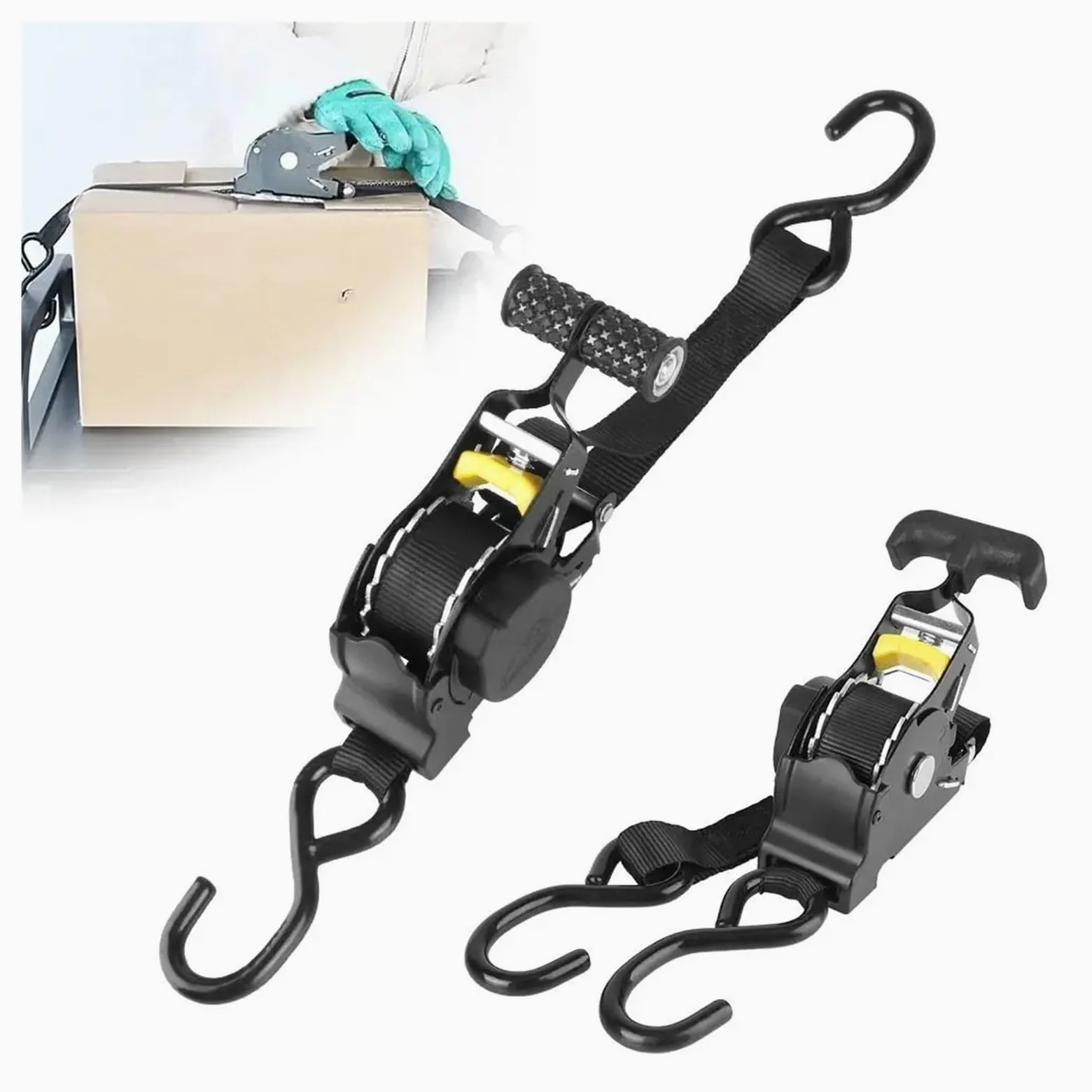 Correa de Amarre, Correa de trinquete automática antideslizante con ganchos resistentes y automáticos, correa de equipaje con gran capacidad de carga, cinturón retráctil duradero. para Baca Bicicletas