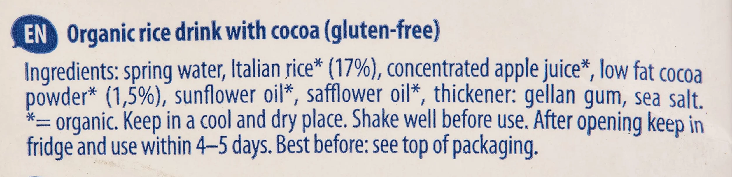 Bio Leche de Arroz Choco 1000 ml Bebida Vegetal Sin Lácteos