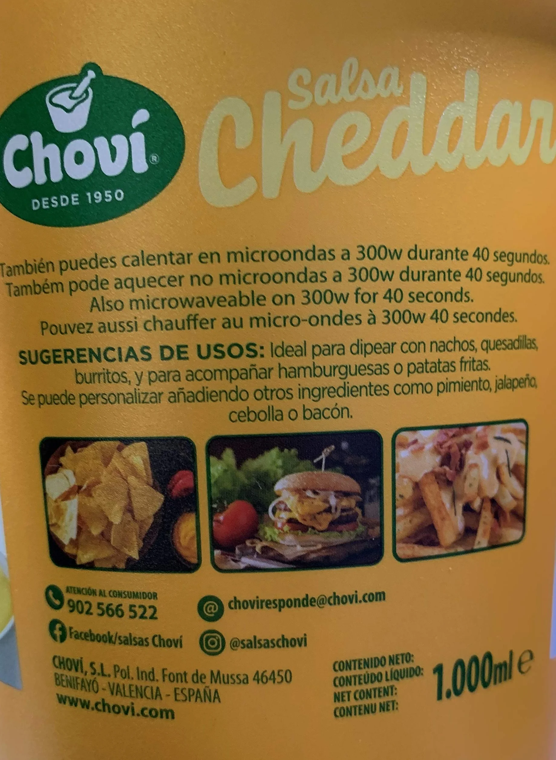 SALSA CHEDDAR CUBO 1000ML CHOVI