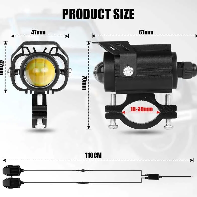 Faros Motocicleta Faro LED para Motocicleta LED Antiniebla | Faro auxiliar LED 12-24V luz antiniebla blanca lámpara punto adicional para moto Para cross ATV patinete eléctrico Quad