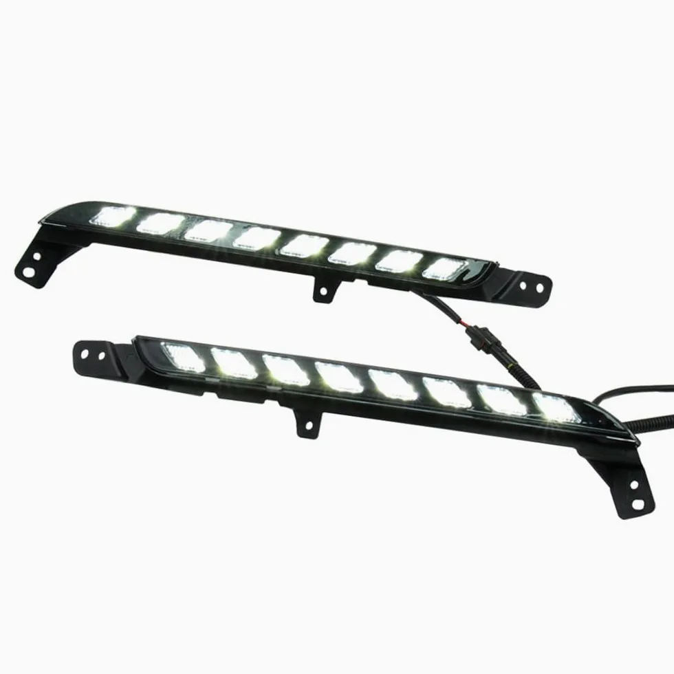Luces de circulación diurna Riloer, luz LED ámbar + luz blanca, luz de advertencia para automóvil, indicadores de luz de emergencia de 12 V compatibles con Toyota Hilux Revo Rocco 2020-2021