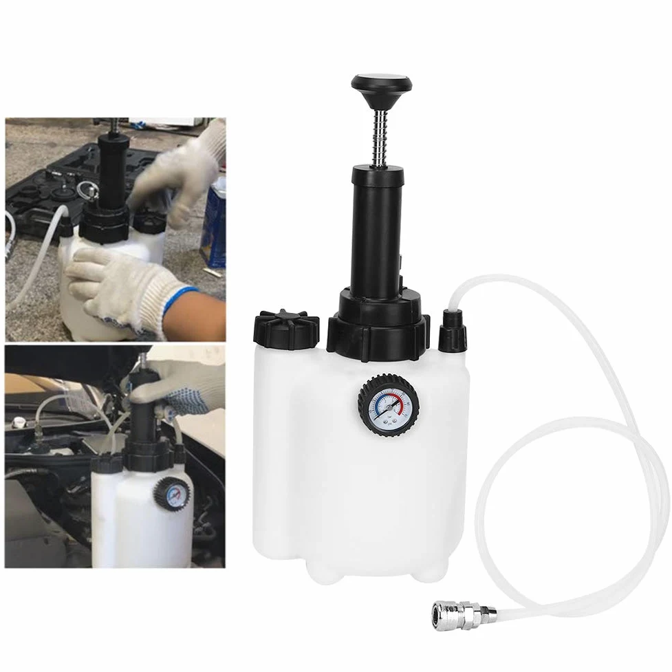 Extractor de líquido de frenos neumático de 3 L, herramienta dispensadora de aceite de motor con manómetro, manguera resistente al aceite para el cambio de fluido de transmisión de