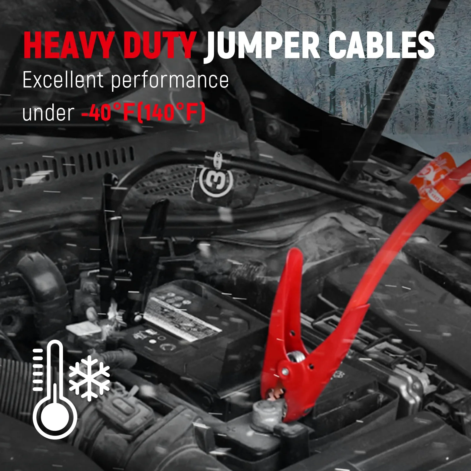 TOPDC Cables de Puente de Calibre 2 de 20 pies, máxima Potencia para Arranque instantáneo, Cables de Refuerzo Resistentes para baterías de Coche, camión y SUV, Incluye Bolsa de Transporte