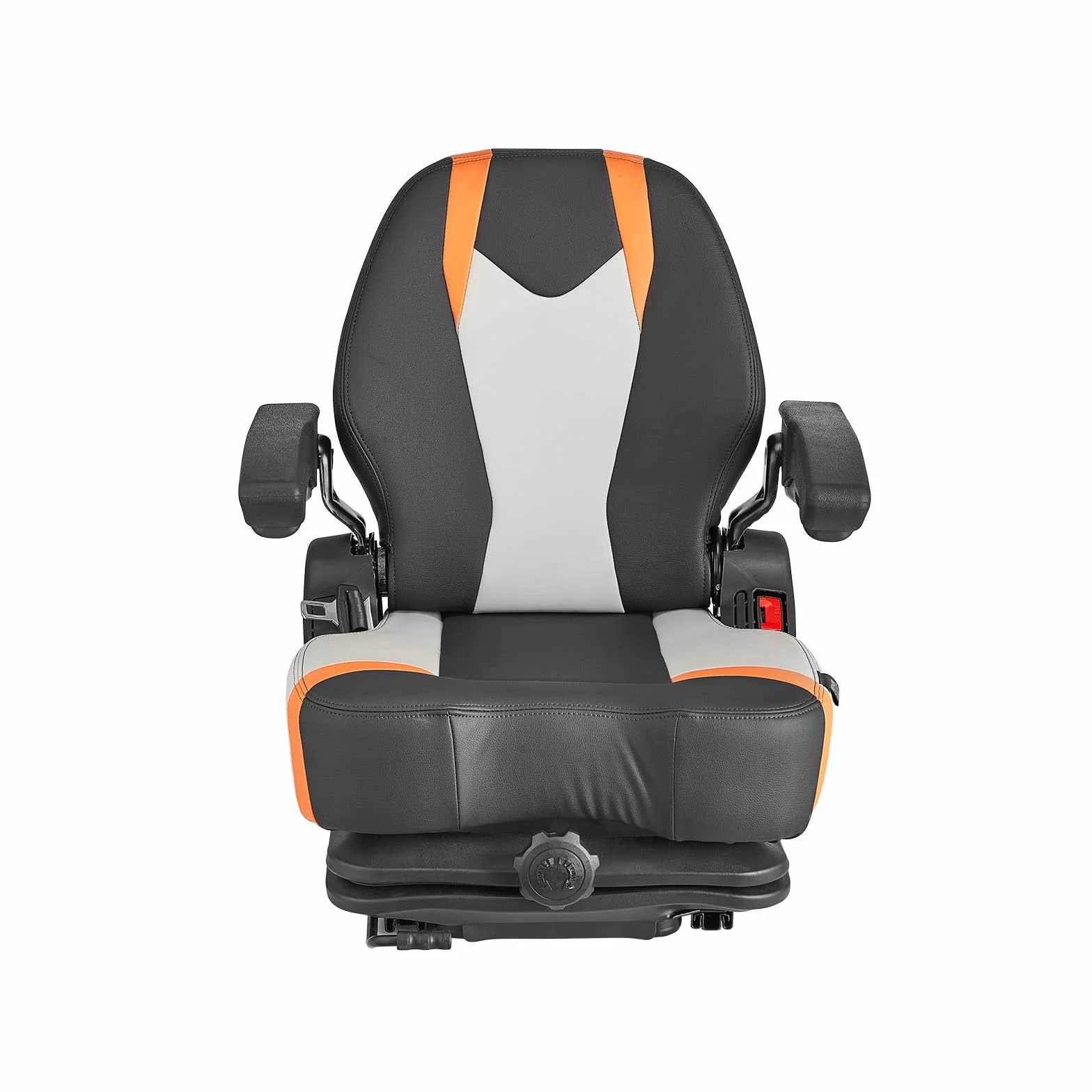 VEVOR Asiento Universal para Carretilla Elevadora 60 x 51 x 64cm, Asiento con Suspensión, Respaldo Ajustable, Reposabrazos y Cinturón de Seguridad, Microinterruptor, para Cortadora de Césped, Tractor