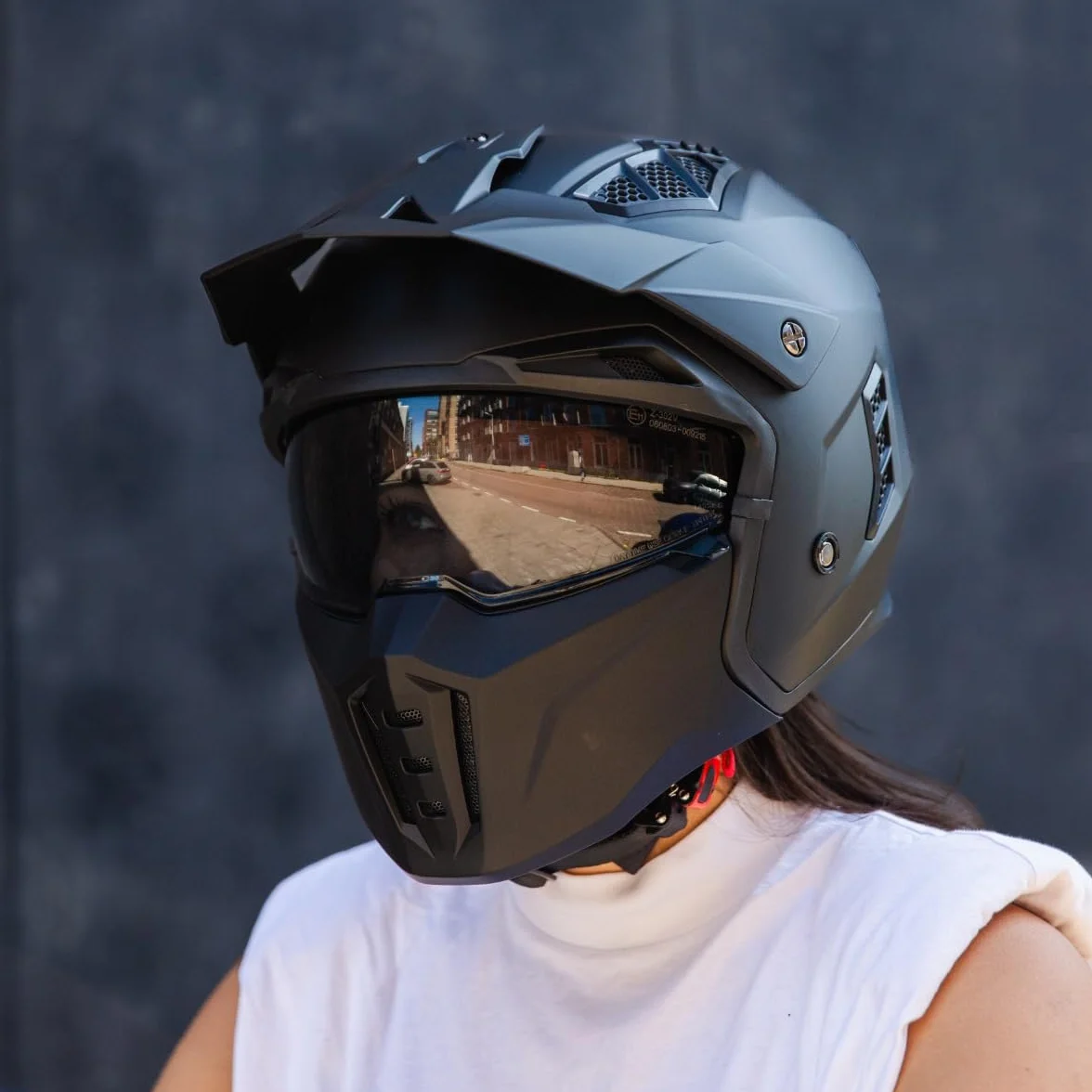 VINZ Kioto Casco Jet con Visera Solar | Casco Streetfighter para Scooter & Moto & Ciclomotor | ECE 22.06 Homologado | En Tamaño XS - XXL | para Hombre y Mujer