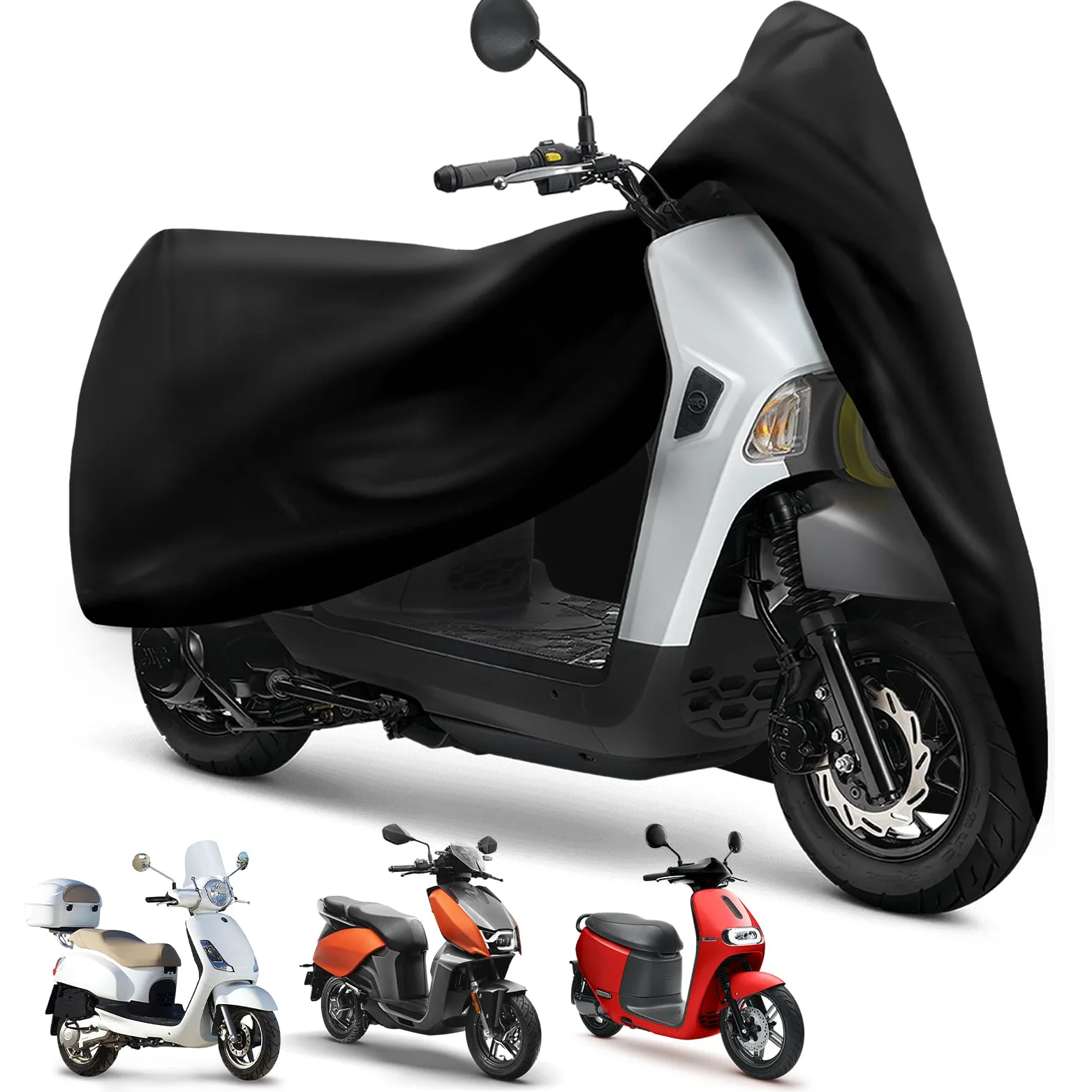 XYZCTEM Funda Impermeable para Scooter, Cubierta para ciclomotor, protección Exterior contra el Agua, los Rayos UV, el Viento. Negro, 72 Pulgadas L